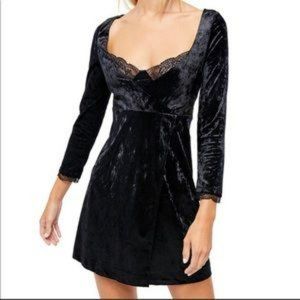 Free People Black Kat Velvet Mini Dress